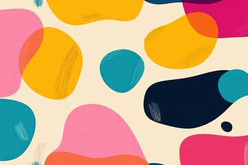 Poster - Abstract colorful pattern with flowing shapes. Bright colors, simple design. Trendy minimalist style. Perfect for children products. Background pattern suitable for various uses like fabric
