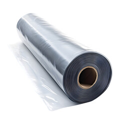 Unrolling durable black plastic sheeting for construction projects industrial environment product imagery close-up viewpoint