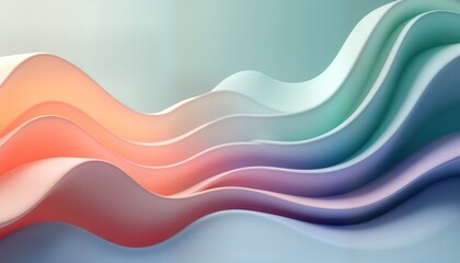 Aufkleber - Abstract colorful wavy layers. Soft pastel colors create smooth transitions. Dynamic fluid shapes. Minimalist design with a trendy aesthetic. Modern illustration style.