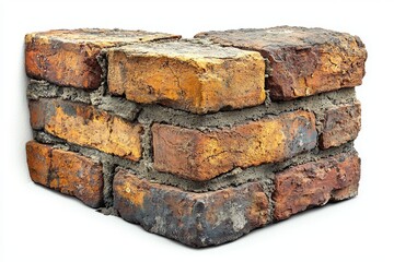 Poster - A modern 3D depiction of a brick wall, isolated on a white backdrop.