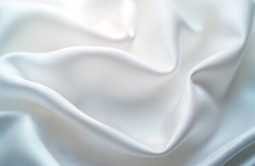 Poster - Smooth white fabric flows in soft folds. Light catches silky texture. Elegant, tranquil style. Subtle cool tones create icy effect. Minimalist design. Ideal for fashion design inspiration, interior