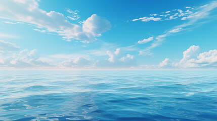 Wall Mural - sea landscape. sky over calm sea. blue sea and sunny sky on horizon over calm water