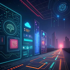 futuristic cyber ai cyberspace web: digital design and technology innovation background
