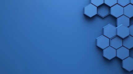 Poster - 3D Abstract Background: Blue Hexagons with Illuminated Borders