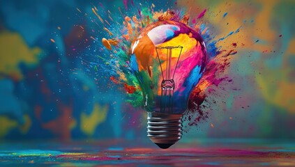 Poster - Lightbulb Explosion of Colors
