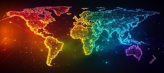Poster - Earth world map. Colorful light color. Global earth atlas. Generative AI technology.