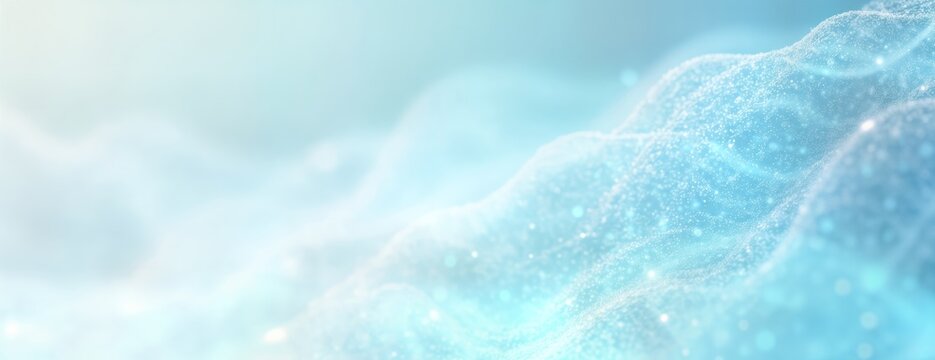 Abstract light blue tech background. Soft waves of light particles. Digital art design for modern tech concepts. Abstract futuristic design with delicate light elements. Creative high tech backdrop