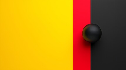 Poster - an abstract artwork consisting of geometric forms in red, black, and yellow.
