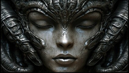 Metallic Woman With Closed Eyes