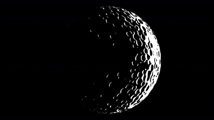 Wall Mural - black and white minimalistic cratered crescent moon. half moon with surface full of craters. simple 