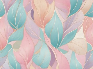 Aufkleber - A seamless pattern of delicate, overlapping floral elements in soft pastel hues, creating a romantic and feminine design