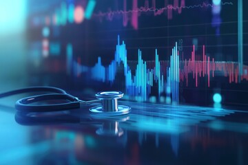 Poster - Stethoscope on a Background of Financial Data
