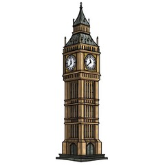 Wall Mural - Cartoon depiction of Big Ben on a white background