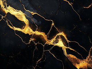 Poster - Abstract black and gold marble texture background.