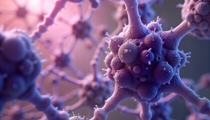 Poster - Closeup view of complex nuclear pore structure. Various components involved in cellular transport visible. Molecular interactions, diffusion pathways highlighted. Microscopic illustration for