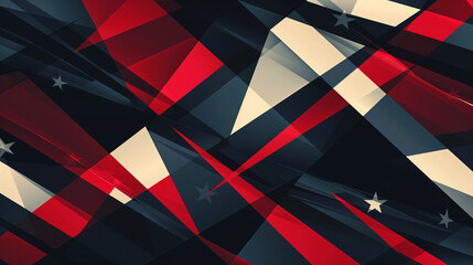 Aufkleber - A design of the American flag using sharp, geometric shapes and a balanced color scheme, emphasizing symmetry and clean lines for a modern, stylish look.