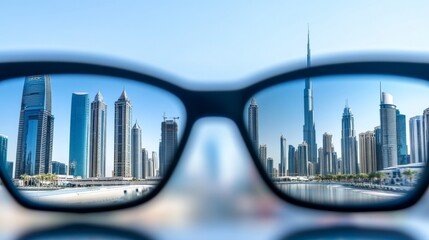 Wall Mural - Sunglasses with etched city skylines