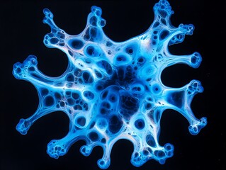 Poster - Abstract blue cell structure, microscopic view.