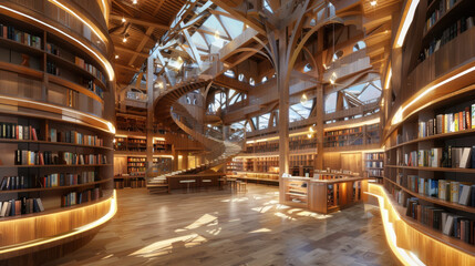 Poster - Exploring an enchanting library a cozy haven of towering bookshelves and hidden reading nooks in a magical atmosphere