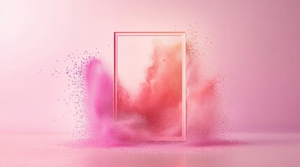 Aufkleber - A mesmerizing array of pink and orange hues bursts forth from the center, outlining an elegant frame against a soft backdrop. The vibrant colors evoke a sense of creativity and imagination