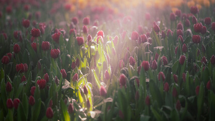 Wall Mural - tulips. a bulbous spring-flowering plant of the lily family, with boldly colored cup-shaped flowers.