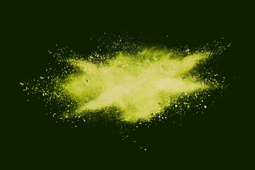 Wall Mural - abstract powder splatted background. blue powder explosion on black background. colored cloud. color