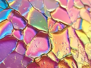 Poster - Abstract iridescent cracked surface texture.
