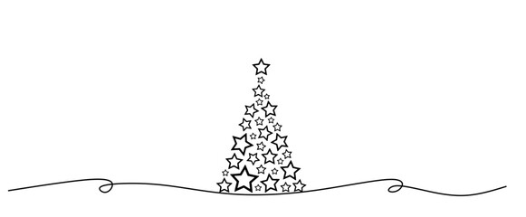 Wall Mural - Christmas pine tree line art vector	