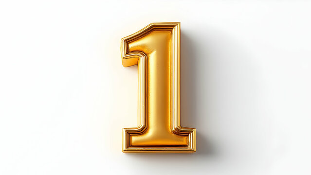 A 3D rendered image of a gold number one, set against a white background. The number has an ornate frame, suggesting luxury and achievement.