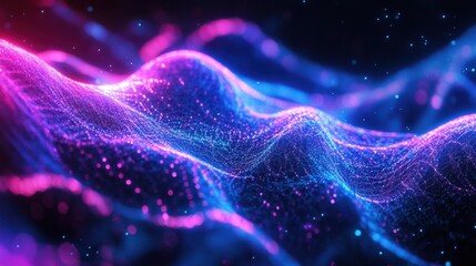 Poster - Dynamic fractal designs showcase vibrant colors and intricate patterns, resembling waves of light dancing through a dark environment, captivating viewers with their complexity