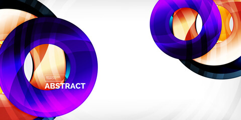 Aufkleber - Bright colorful circles with light effects. Abstract background