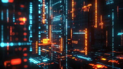 Poster - Close-up of forex trading data with glowing graphs indicating positive market growth and trends.