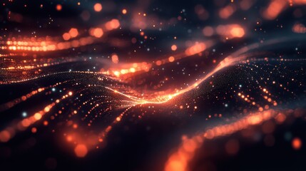 Poster - Brightly lit cables pulse and emit vibrant light in a dramatic display, creating a mesmerizing pattern against a dark backdrop. The glow draws attention and evokes a sense of energy