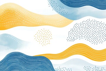 Poster - Abstract seamless wave pattern design. Stylish yellow, blue color combination. Abstract shapes, lines create dynamic movement. Modern, minimalist aesthetic. Suitable for fashion, design, creative