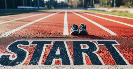 Wall Mural - 2025 new year concept: 2025 text written on asphalt roads and woman runner preparing for the new yea