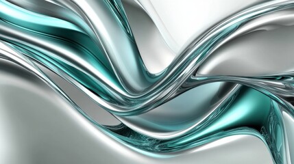Poster - Metallic waveforms blend together in fluid motion, showcasing intricate patterns and reflections. The interplay of light creates captivating visual textures that evoke a sense of dynamism
