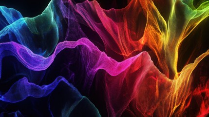 Poster - An array of vivid soundwave patterns glows in vibrant colors, creating an immersive visual experience. The flowing waves blend together in a mesmerizing interplay of light