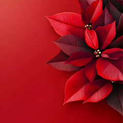 Wall Mural - Abstract background with red Poinsettia leaves. Square composition.