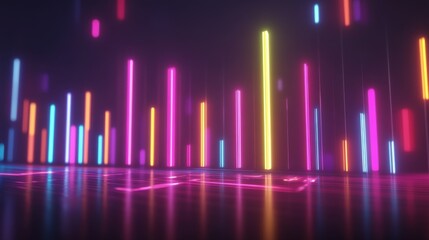 Poster - Vibrant equalizer bars in various colors rise and fall rhythmically, creating a dynamic visual experience. The atmosphere is lively and energetic, enhancing the music's beat