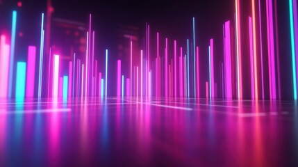 Poster - Vibrant equalizer bars rise and fall, showcasing dynamic fluctuations in sound frequencies. The color transitions create a captivating visual experience during a vibrant music event