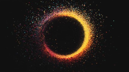 Poster - A captivating circle composed of colorful sound particles floats on a dark backdrop, creating a mesmerizing visual effect that highlights the beauty of sound visualization