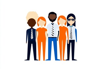 Poster - A simple illustration of diverse figures standing side by side, represented in bold colors and clean lines