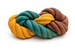 © Thanyarat - A vibrant composition of colorful ropes tied in a strong knot, isolated on a clean white background, symbolizing unity and strength