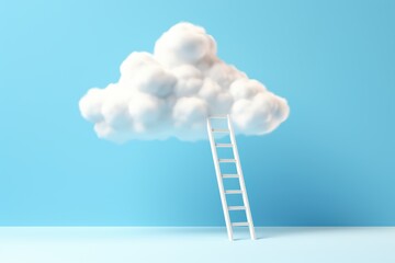 Wall Mural - White ladder reaching towards a fluffy cloud