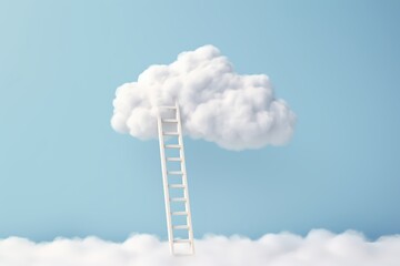 Wall Mural - a white ladder reaching towards a fluffy cloud