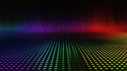 Poster - Rainbow waves undulate across a dark backdrop, creating rhythmic patterns of color. The striking display captivates the viewer with its dynamic movement and vivid hues, evoking a sense of energy