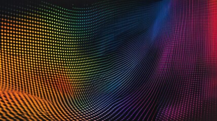 Fototapete - Colorful waves of light flow smoothly across a dark background, forming dynamic patterns that evoke a sense of movement and energy. The vibrant shades create a mesmerizing visual experience