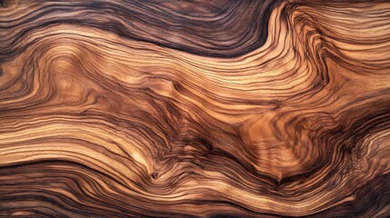 Canvas Print - Abstract wood texture with swirling grain patterns in dark brown and light brown tones.