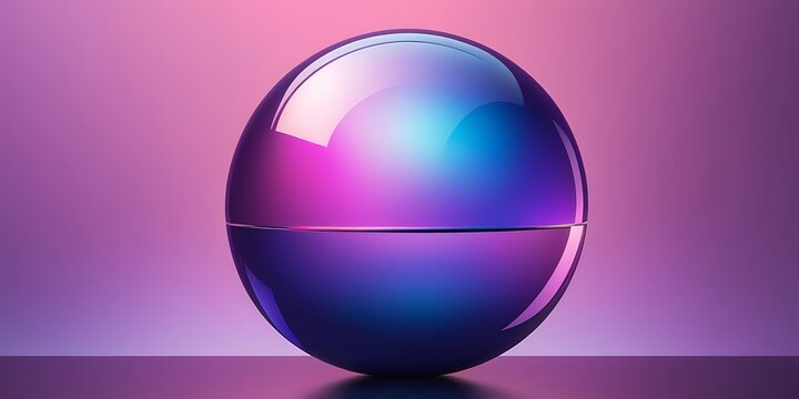 Minimalist Gradient Sphere on Reflective Surface with Soft Color Transitions in Modern Digital Art
