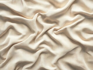Poster - Beige fabric with soft, flowing folds and wrinkles, creating a textured background.